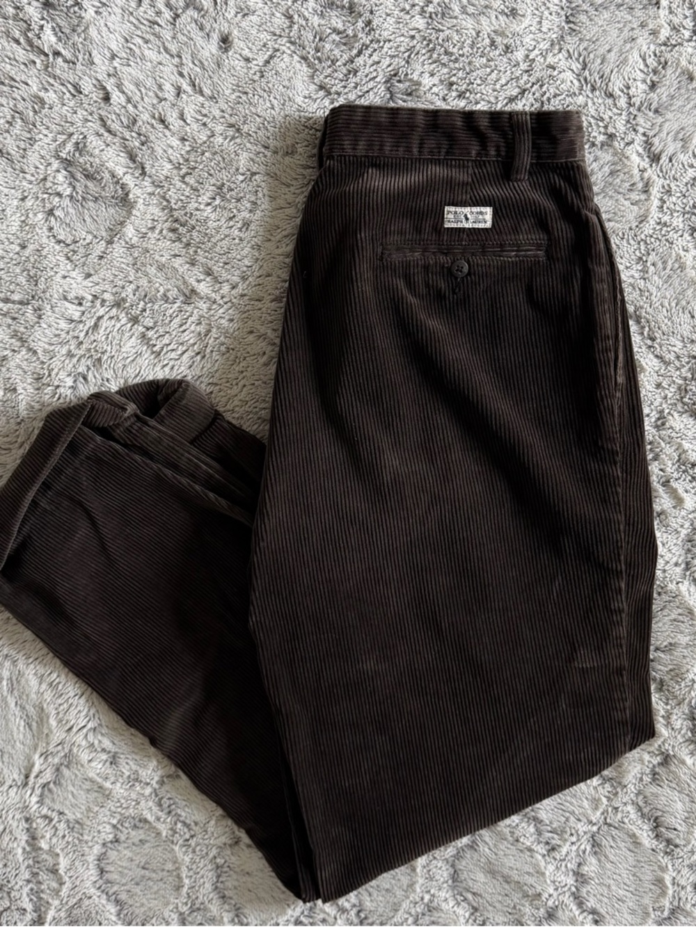 Vintage Polo Ralph Lauren Corduroy Pants Polo Cords Sz 33x34 Brown Pleated Baggy